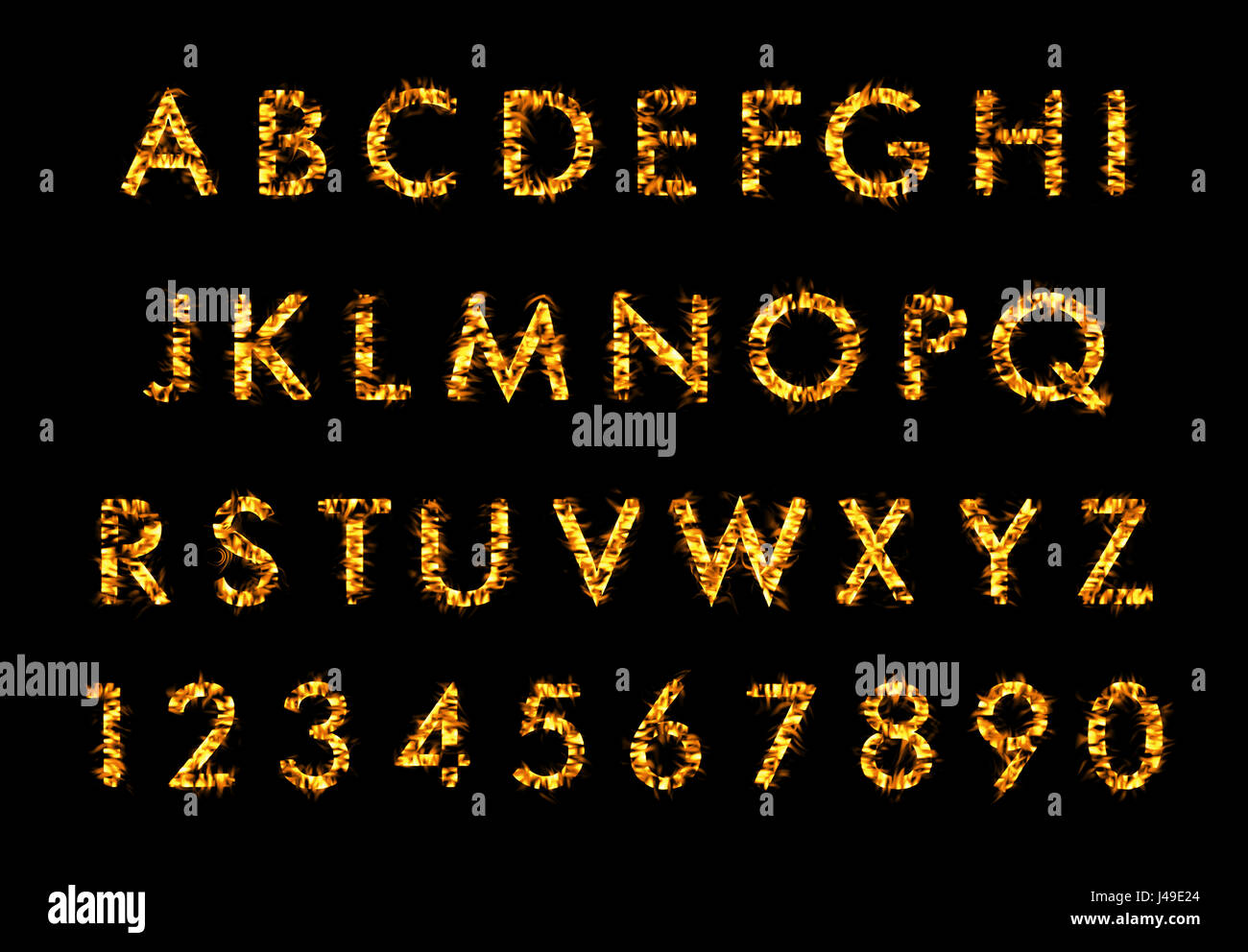 Fire font Letter, alfabeto en llamas Foto de stock