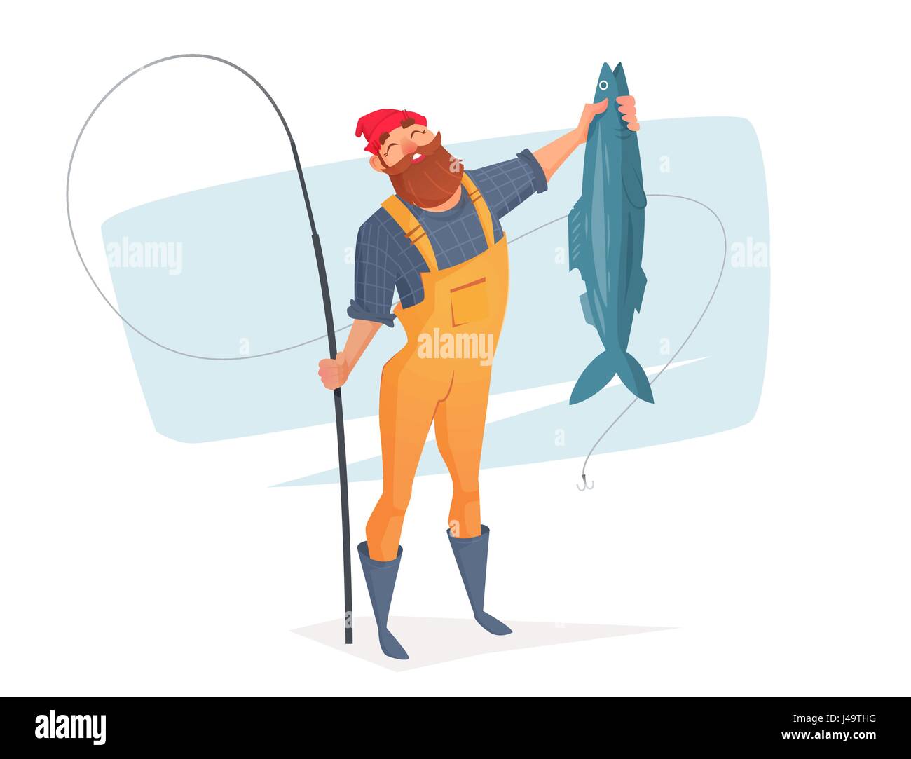 Peces en una red de pesca vectorial ilustración de dibujo a mano