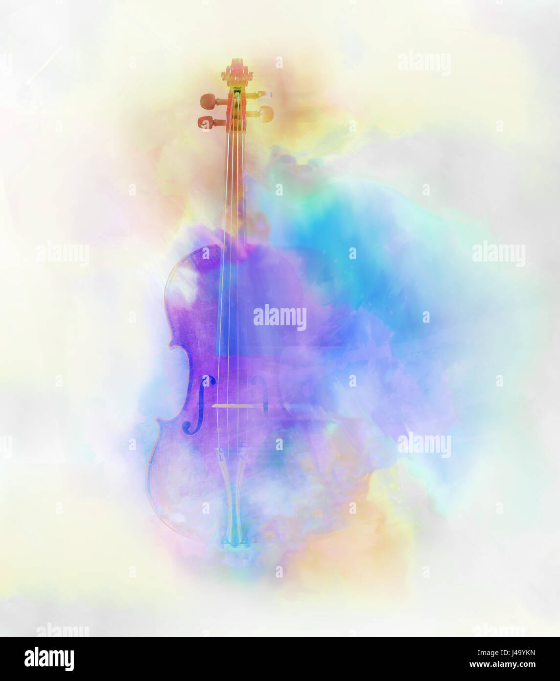 Imagen en color agua de un violín con una sensación de sueño. Foto de stock
