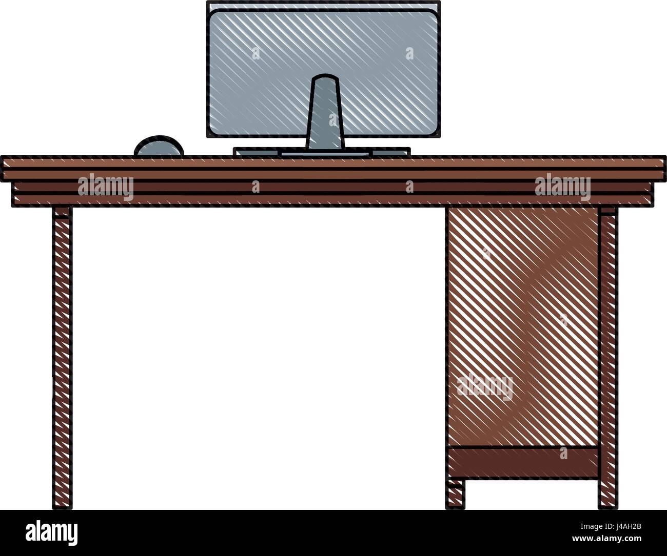 Dibujo De Equipo De Oficina Muebles Workspace Imagen Vector De Stock Alamy