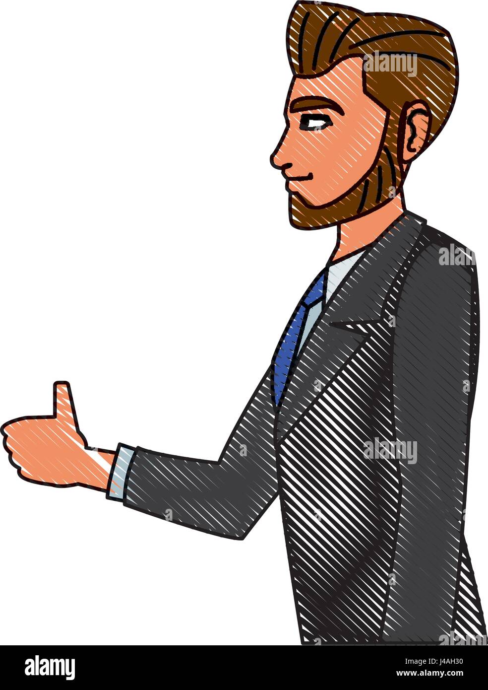 Caracteres de dibujo de perfil de hombre de negocios con traje Imagen  Vector de stock - Alamy