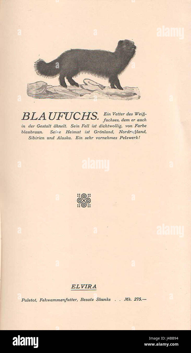 (Pelze Rauchware und Preise) 1910 (06). Foto de stock