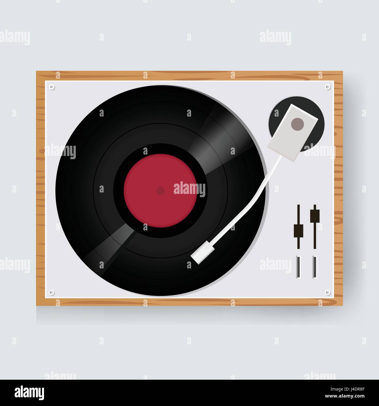 Realista 3d detallado retro vinil tocadiscos vista superior concepto de  sonido y entretenimiento ilustración vectorial de tocadiscos de audio