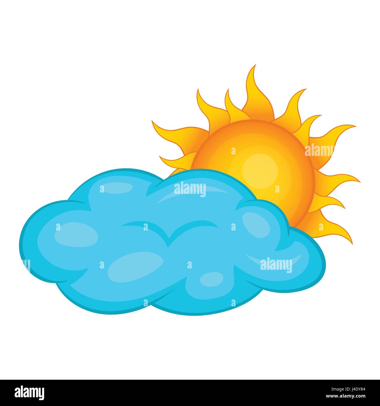 El sol detrás de las nubes, el icono de estilo de dibujos animados Imagen  Vector de stock - Alamy