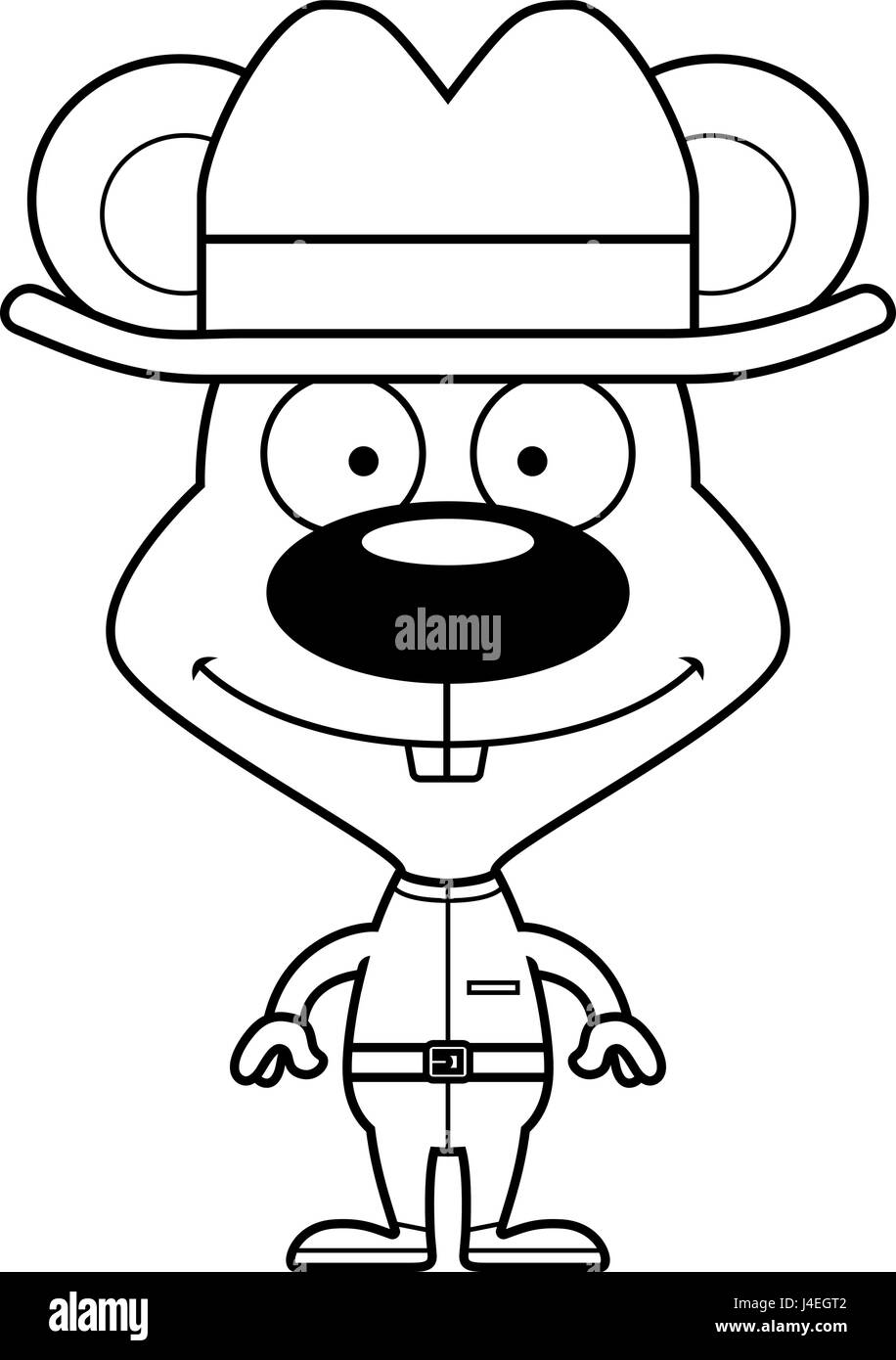 Una caricatura del ratón vaquero sonriente Imagen Vector de stock - Alamy