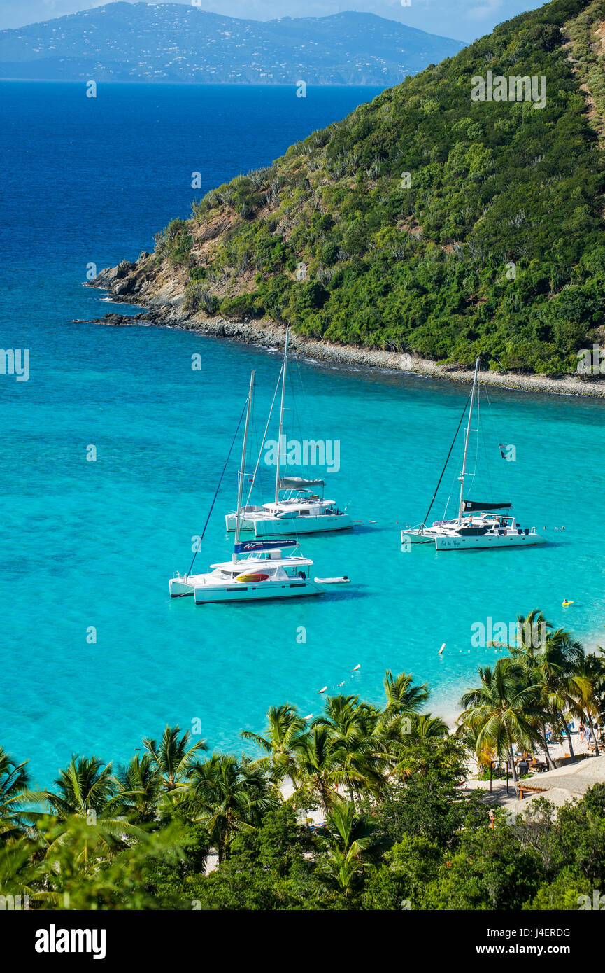 Vistas de Bahía Blanca, Jost Van Dyke, Islas Vírgenes Británicas, Indias Occidentales, el Caribe, América Central Foto de stock