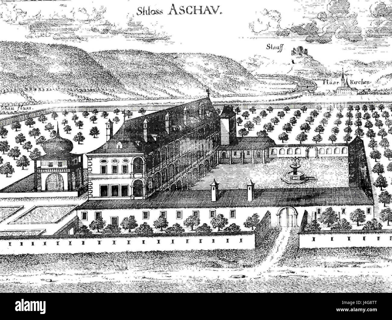 Schloss Aschach damals Foto de stock