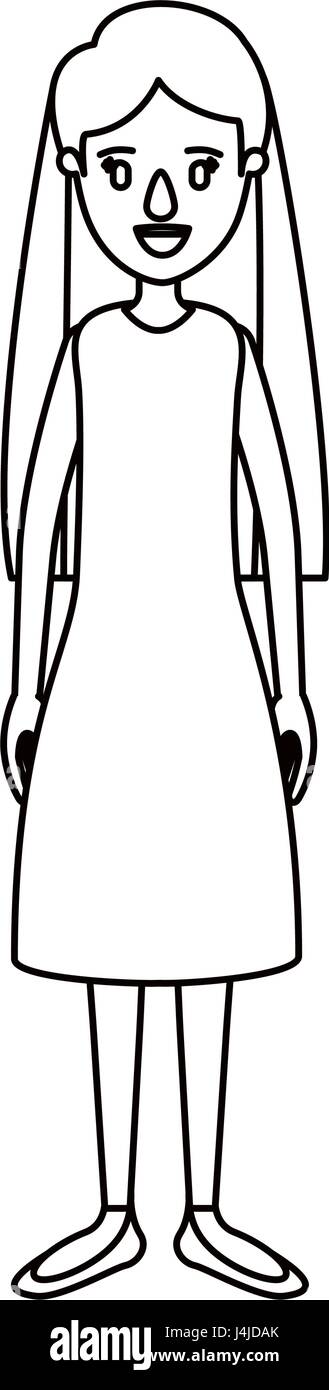 Silueta de cuerpo completo de dibujos animados mujer con pelo largo y vestidos Imagen Vector de stock - Alamy Silueta de cuerpo completo de dibujos animados mujer con pelo largo y vestidos Imagen Vector de stock - Alamy