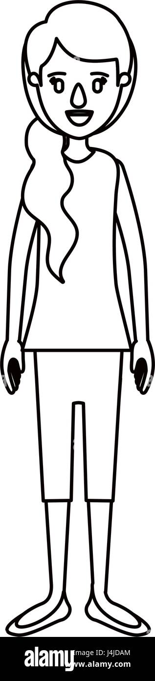 Cartoon silueta mujer de cuerpo completo con coleta pelo largo Imagen Vector de stock - Alamy Cartoon silueta mujer de cuerpo completo con coleta pelo largo Imagen Vector de stock - Alamy