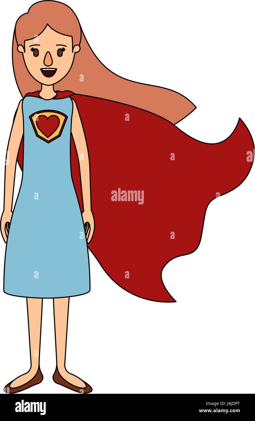 Imagen en color caricatura súper héroe de cuerpo completo con vestido de  mujer y la tapa Imagen Vector de stock - Alamy
