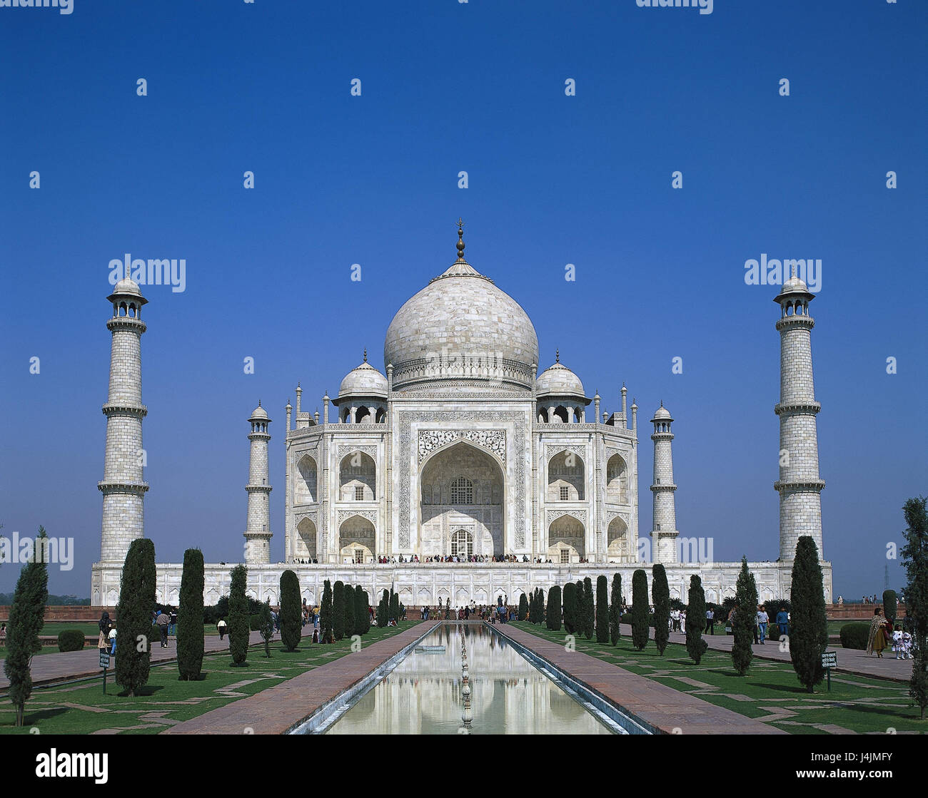 La India, el Taj Mahal de Agra, Cuenca, Tadsch Mahal, el mausoleo, en 1648,  safawidisch persa, mobiliario estilo: dinastía Mogul, patrimonio cultural  de la humanidad por la UNESCO, duplicación de agua Fotografía