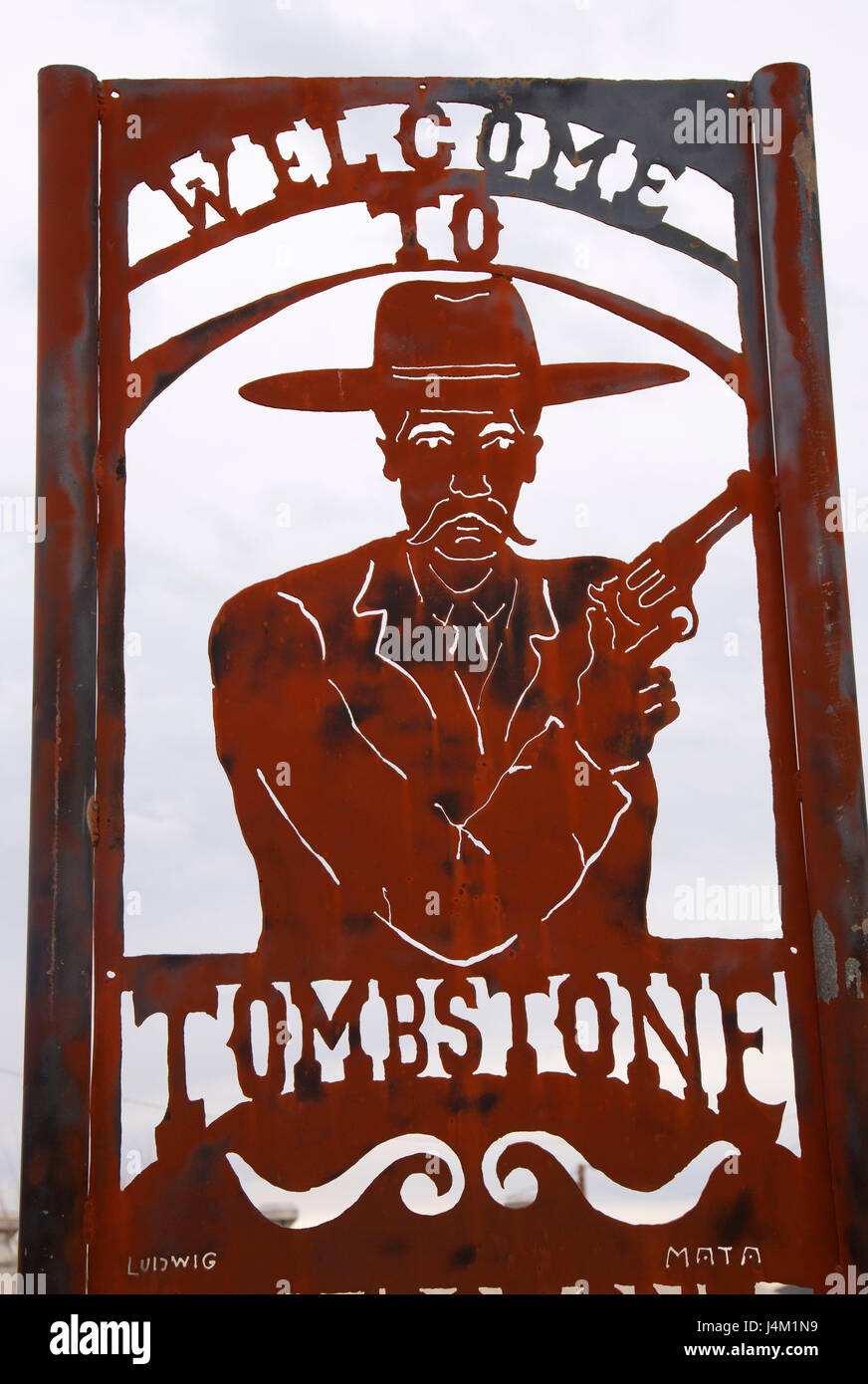 Cartel de bienvenida, Tombstone, Arizona Foto de stock