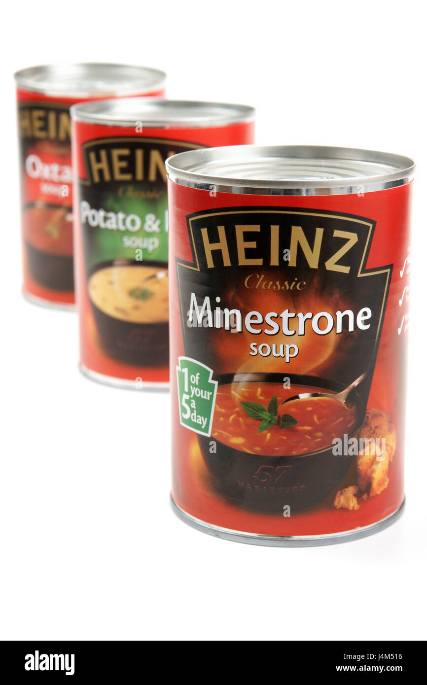 Heinz sopas una selección de las conservas de productos alimenticios producidos por H. J. Heinz Company Foto de stock