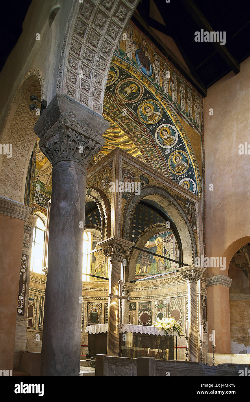 Croacia, Istria, Porec, Euphrasius basílica, altar de Europa, el sudeste de Europa, en la península de los Balcanes, Península, Parenzo, localidad, lugar de interés histórico, patrimonio cultural la humanidad por la