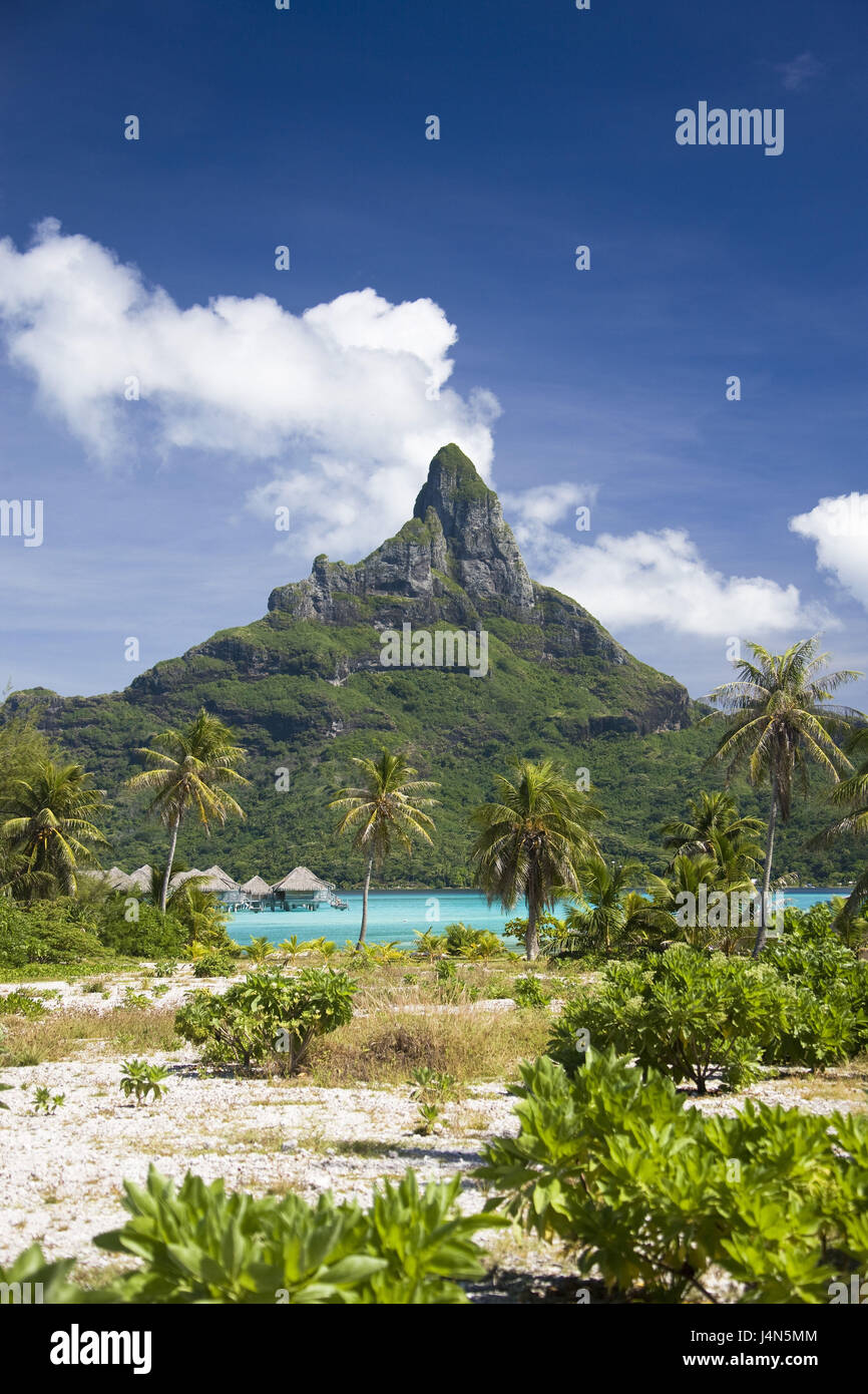 La Polinesia Francesa, Bora Bora, laguna, Monte Pahia, Foto de stock