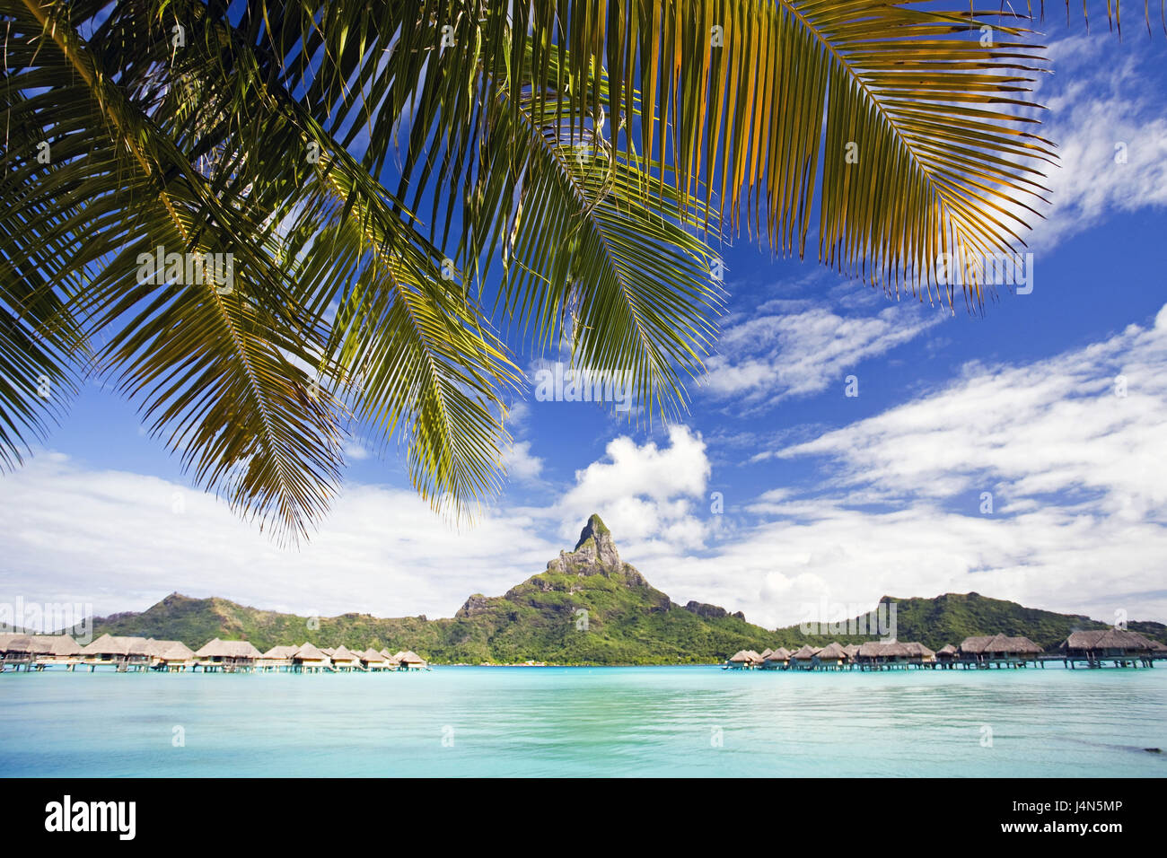 La Polinesia Francesa, Bora Bora, laguna, Monte Pahia, Foto de stock