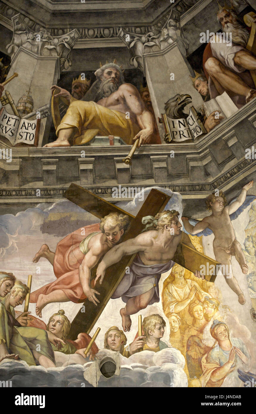 Italia, Toscana, Florencia, Tu catedral Santa Maria del Fiore, dome, vault, detalle, fresco, Foto de stock