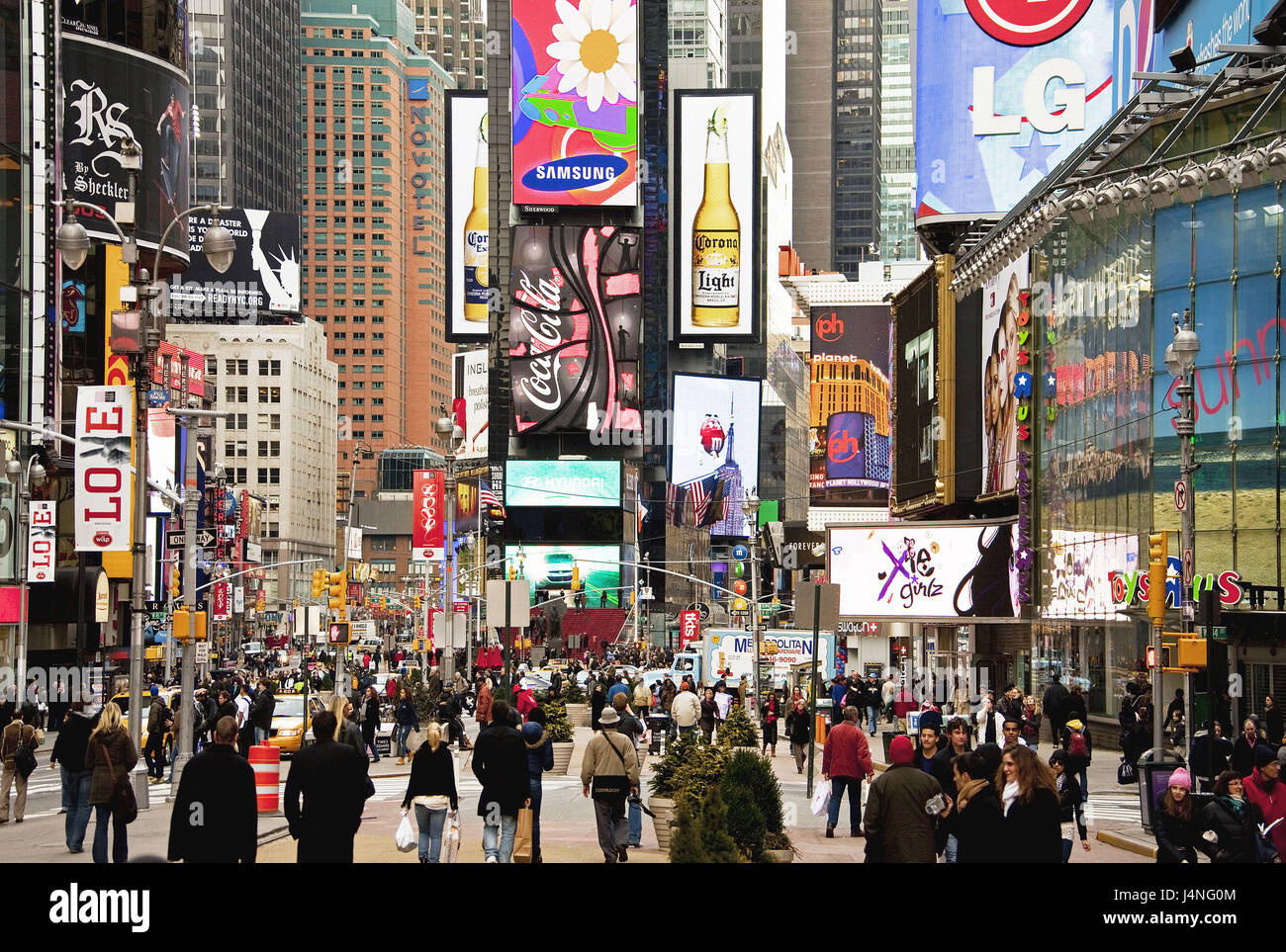 Los EE.UU., la ciudad de Nueva York, Broadway, Times Square, peatón, Foto de stock