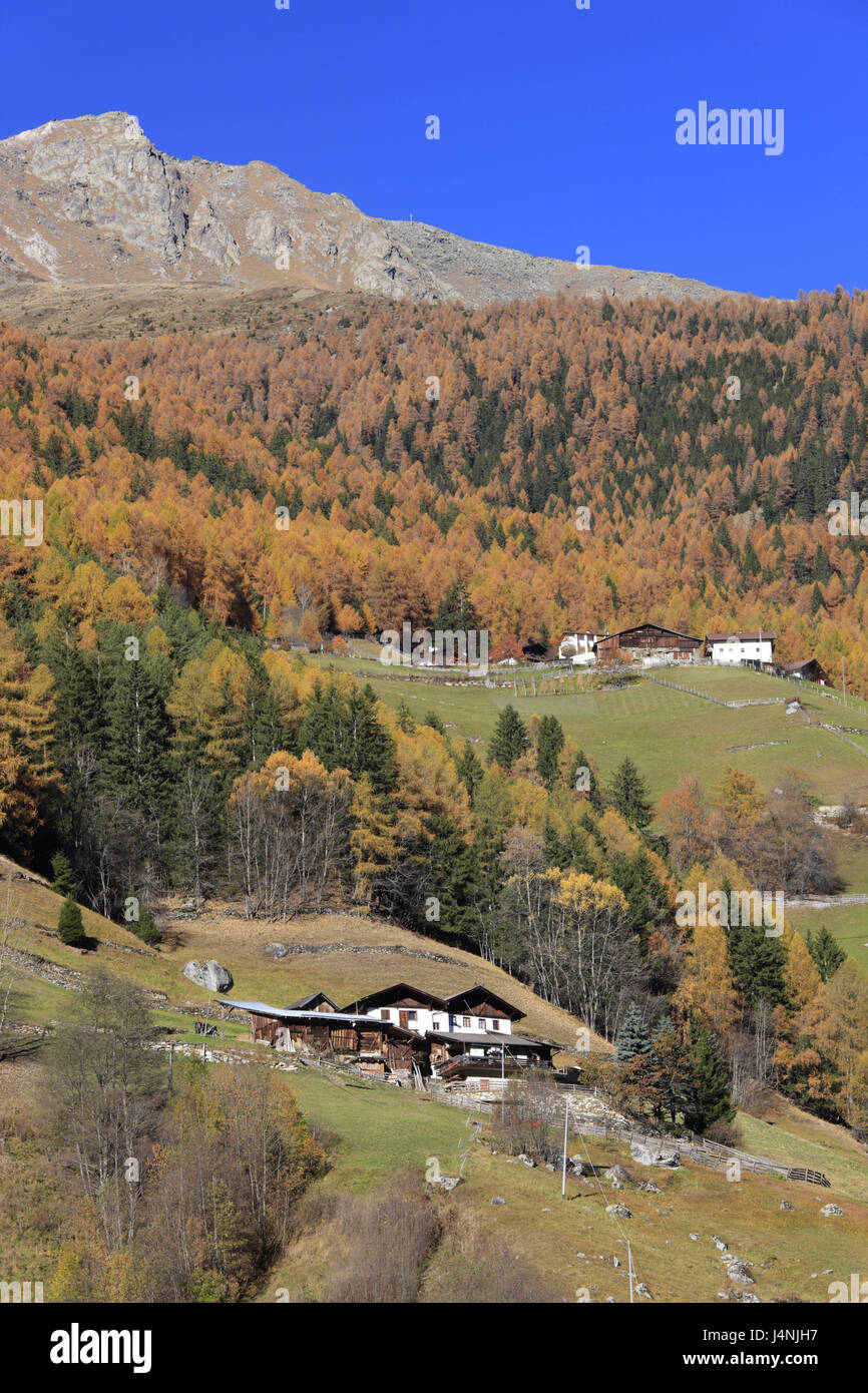 Italia, el Tirol meridional, Vinschgau, Martelltal, parque nacional Stilfser col, Martell, Foto de stock