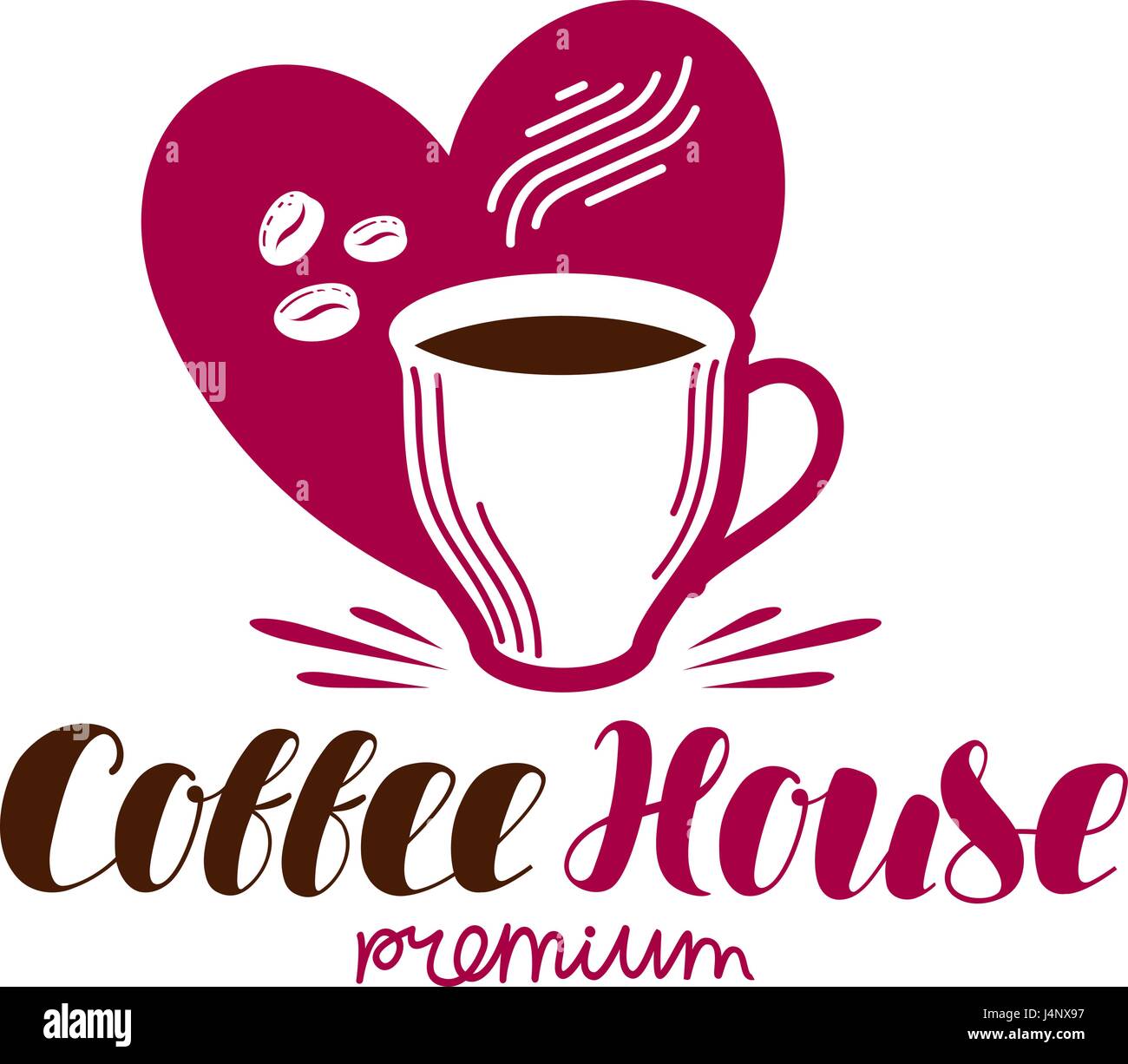 Casa de café, café logo. Espresso, cappuccino, bebida caliente o etiqueta de icono. Rotulación ilustración vectorial Ilustración del Vector