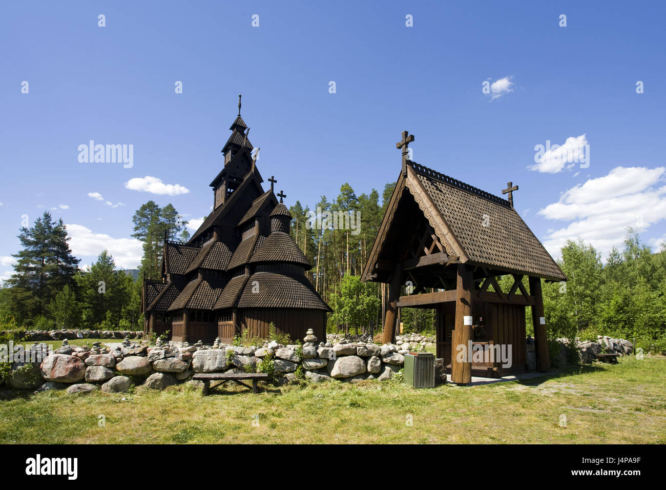 Noruega, Gol, wand iglesia, Foto de stock