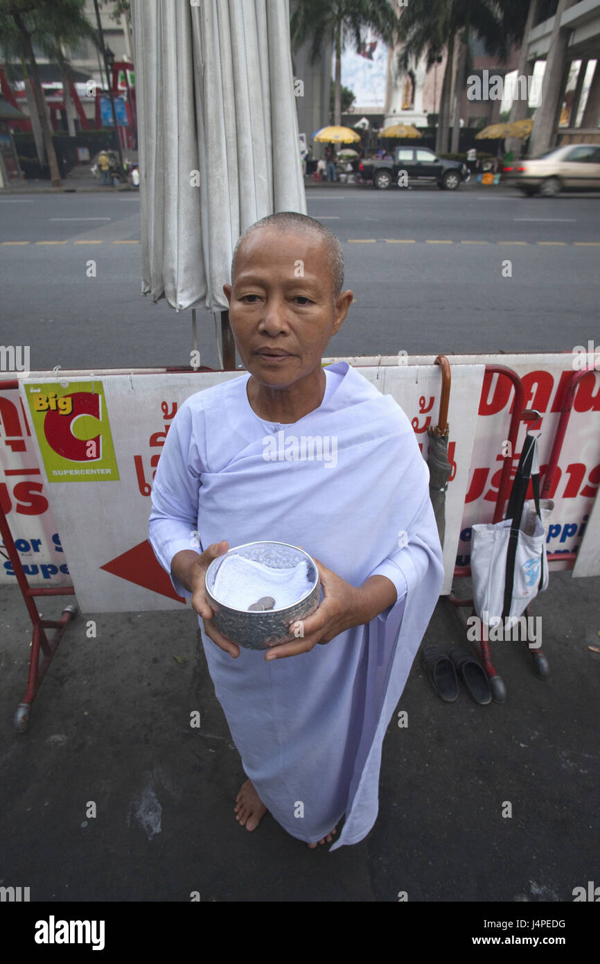 Tailandia, Bangkok, budista, la cáscara de las limosnas, beg, Foto de stock