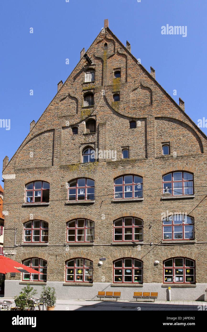 Alemania, Ulm, Old Town, amonestación, edificio de ladrillo de estaño, Foto de stock