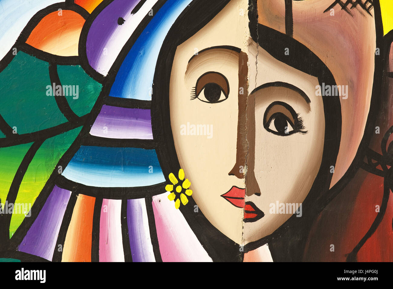 El Salvador, La Palma, la pintura de la pared, el retrato de mujer, detalle  Fotografía de stock - Alamy