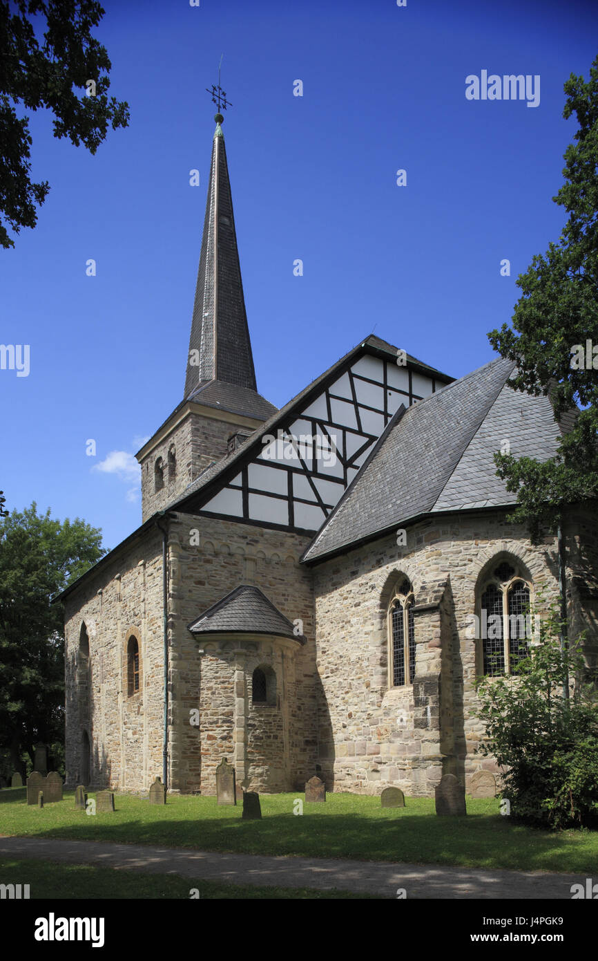 Alemania, en Renania del Norte-Westfalia, aldea Stiepeler Bochum-Stiepel, iglesia, Foto de stock