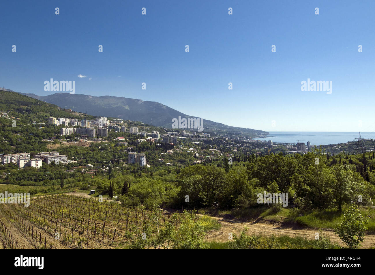 Vista a la bahía de Yalta, Foto de stock