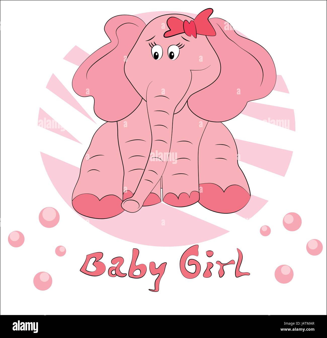 Tarjeta de ducha con bebé elefante bebé niña sentada y texto Imagen Vector  de stock - Alamy