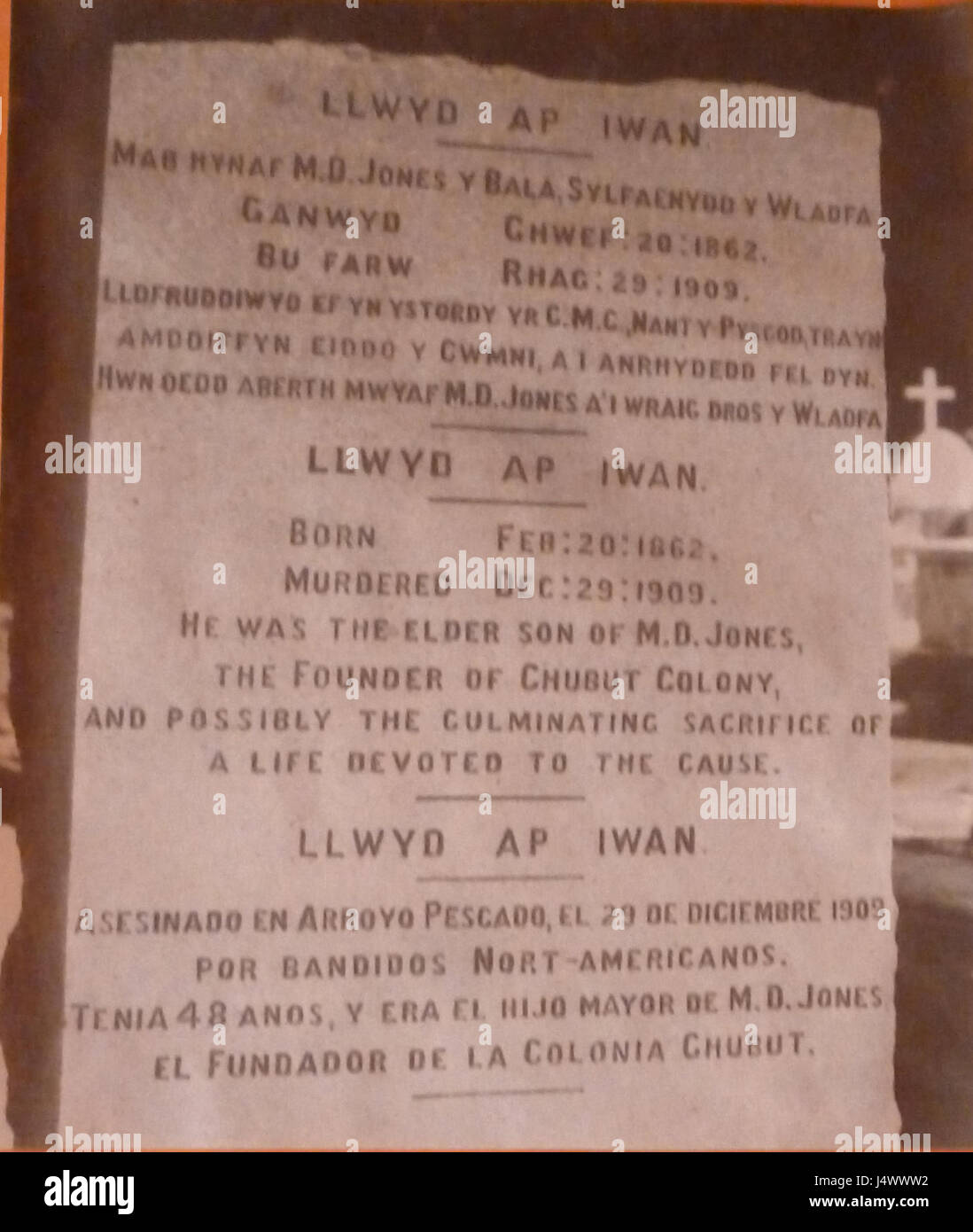 La Tumba de Llwyd Ap Iwan, Museo del Desembarco Foto de stock