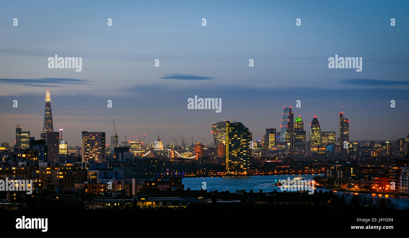 Londres, silueta de Greenwich Foto de stock