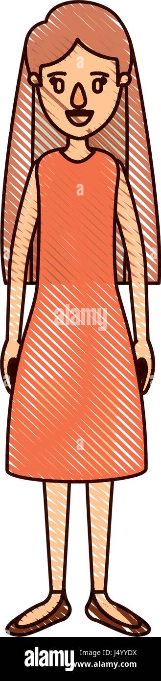 Lápiz de color de cuerpo completo de dibujos animados de banda mujer con pelo largo y vestidos Imagen Vector de stock - Alamy Lápiz de color de cuerpo completo de dibujos animados de banda mujer con pelo largo y vestidos Imagen Vector de stock - Alamy
