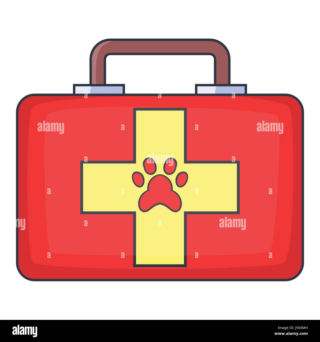 Rojo mascota botiquín de primeros auxilios, el icono de estilo de dibujos  animados Imagen Vector de stock - Alamy