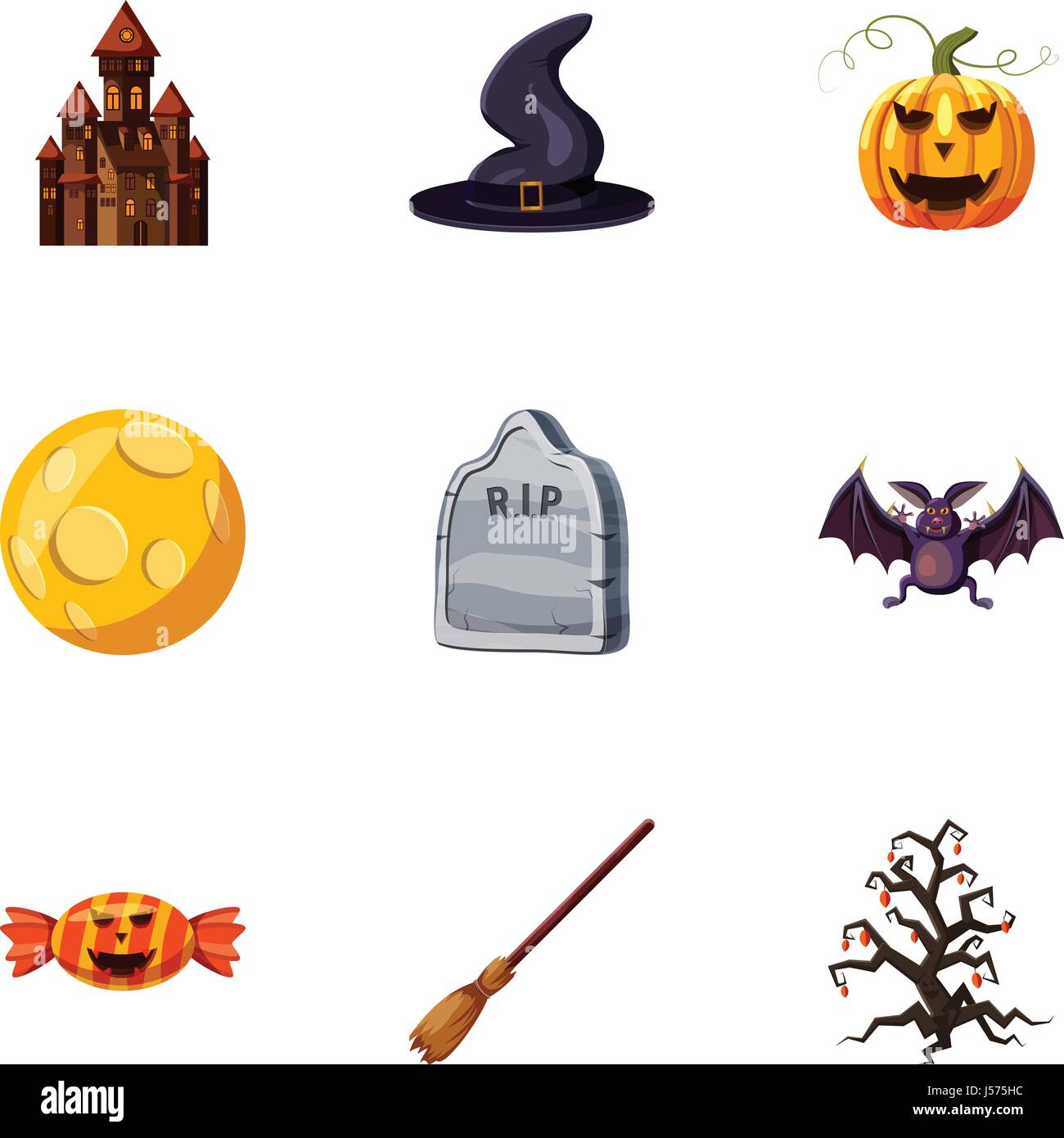 Dia De Todos Los Santos Conjunto De Iconos De Estilo De Dibujos Animados Imagen Vector De Stock Alamy