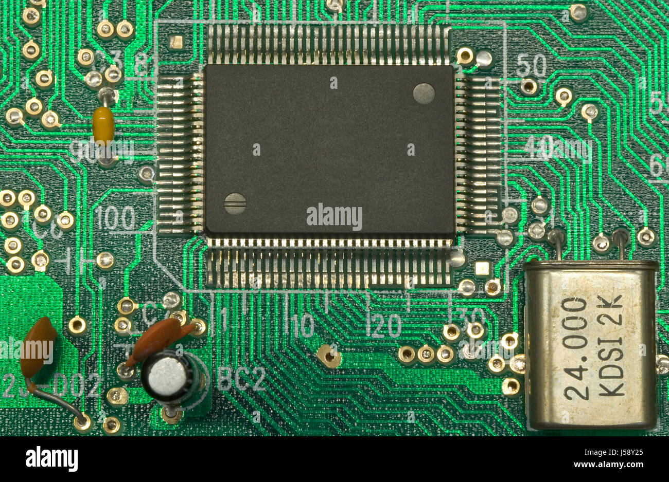 Placa de circuito impreso de ti verde chip electrónico de memoria RAM  memoria virtual Fotografía de stock - Alamy