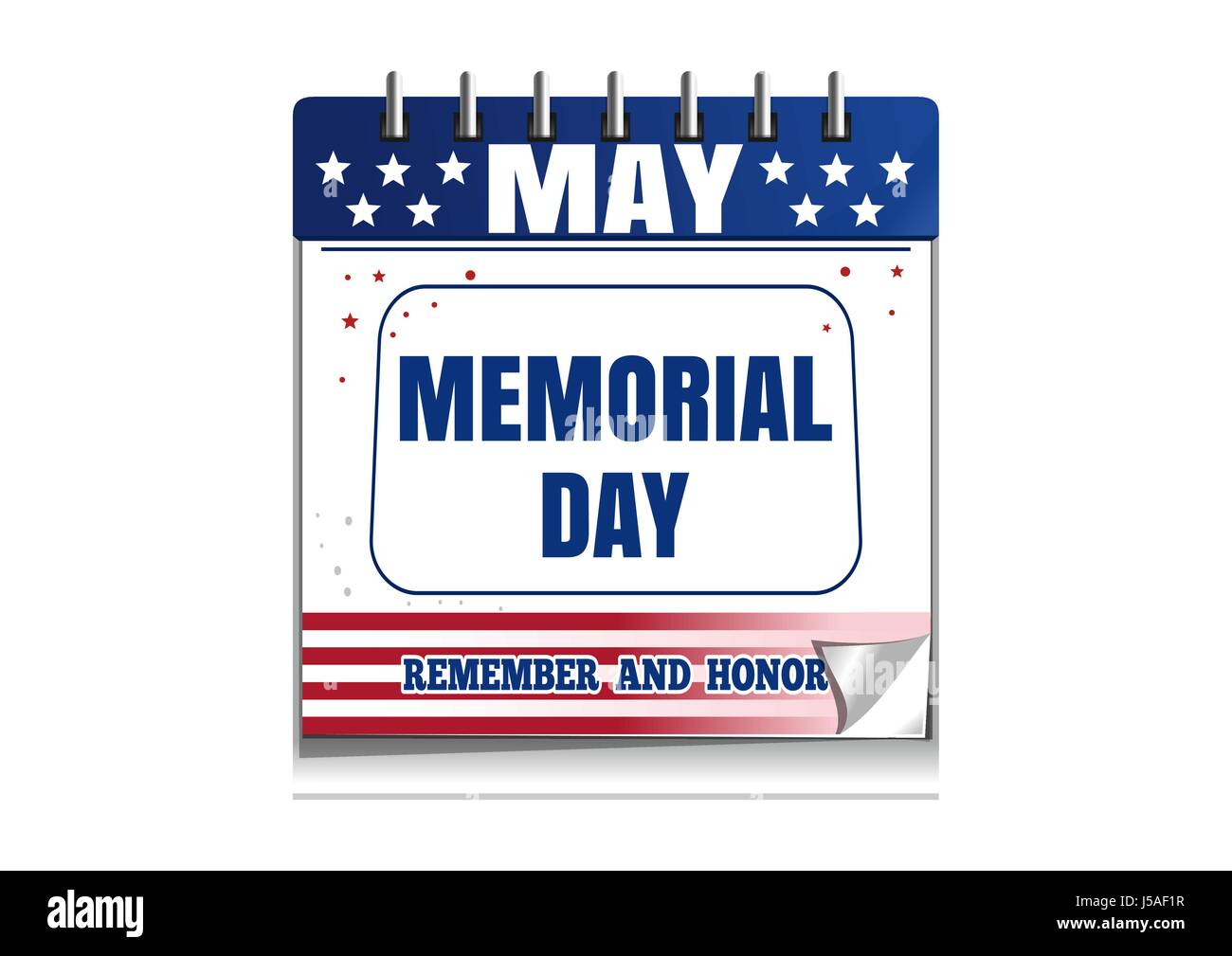 El Memorial Day calendario de pared. Recordar y honrar. Fiesta federal