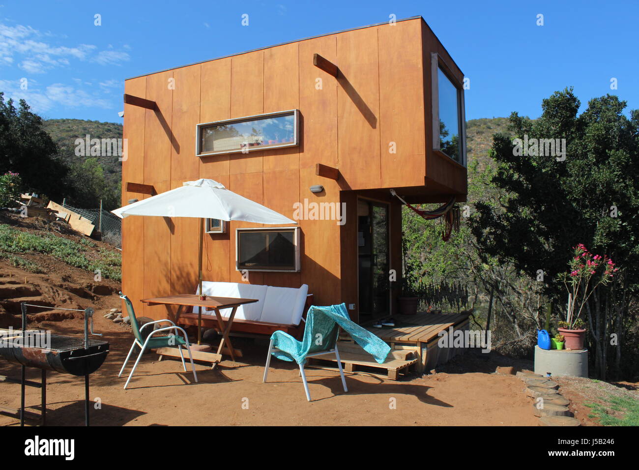 Arquitecto compacto individual casa de vacaciones en el Valle de Casablanca, Chile Foto de stock