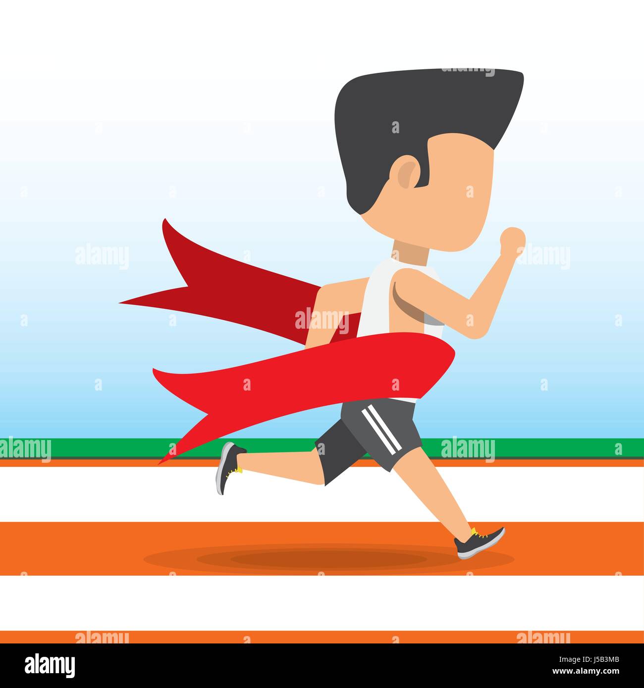 Atleta hombre corriendo en campeonato competencia alcanzar una meta