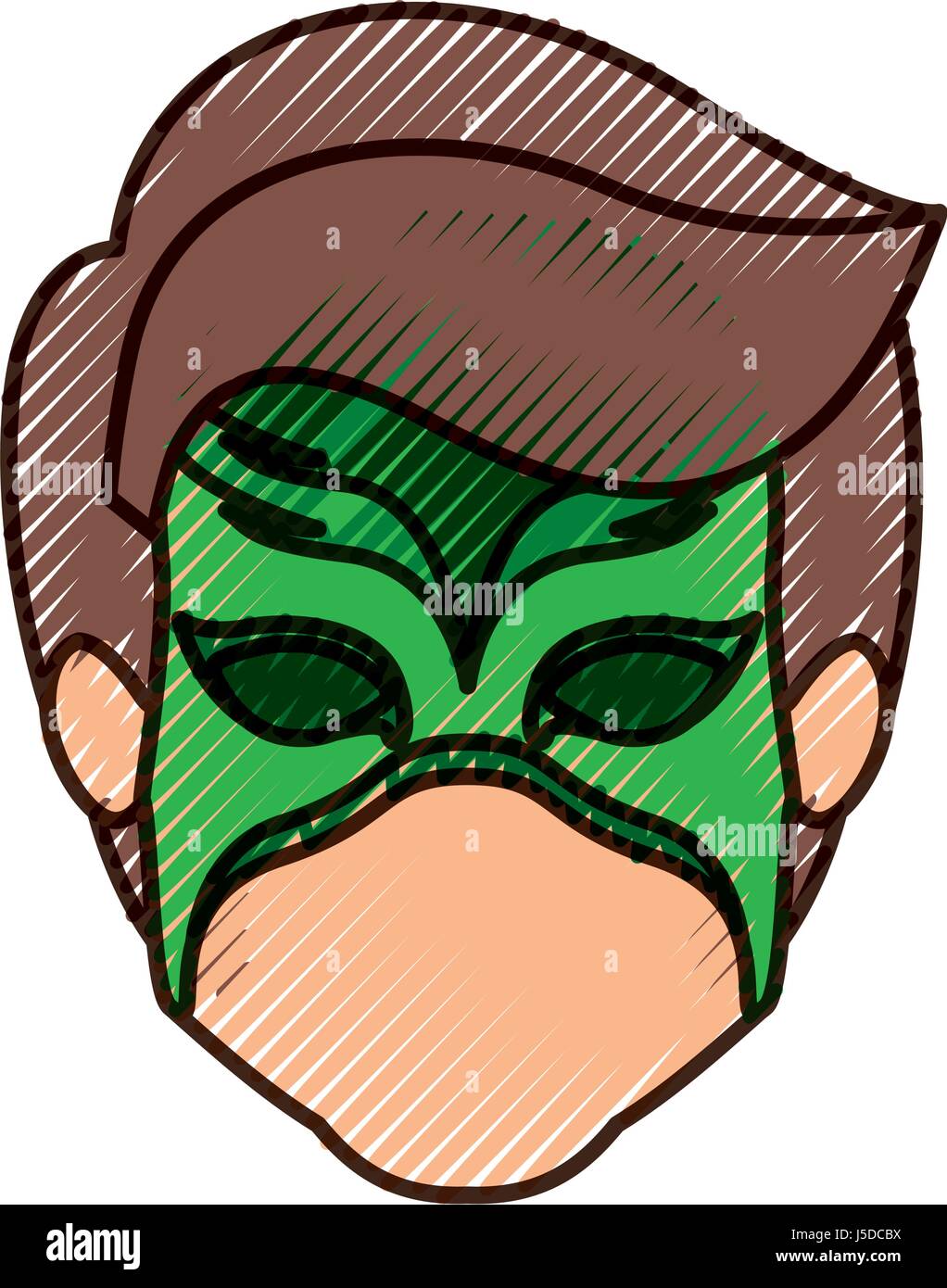 Lapiz De Color Silueta Sin Rostro De Nino Superheroe Con Mascara Y Contorno Grueso Imagen Vector De Stock Alamy