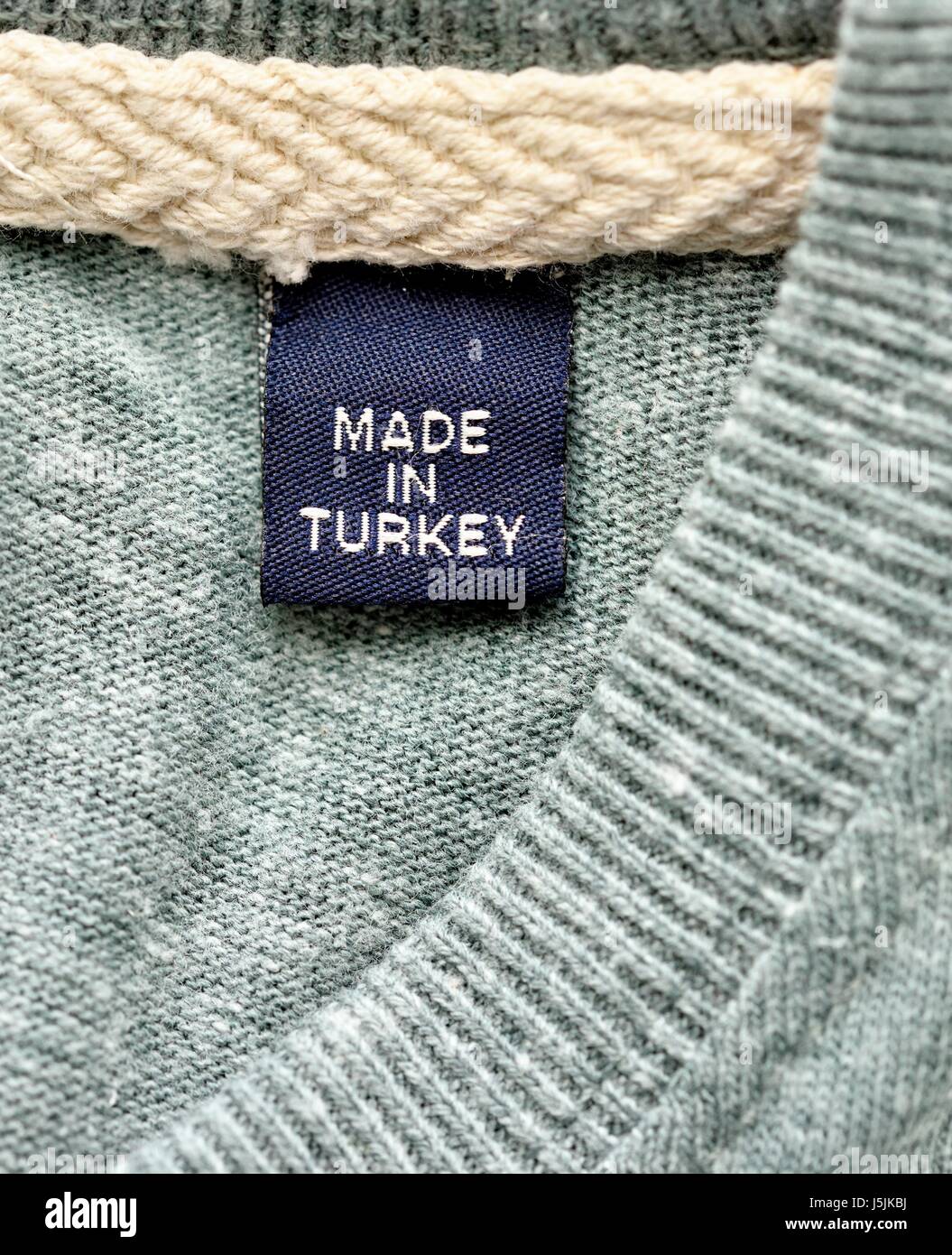 Made in turkey label in clothing fotografías e imágenes de alta