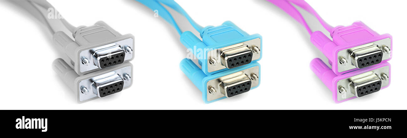 Conexión de comunicación de color azul de la anexión de la interfaz de conectividad plug Foto de stock