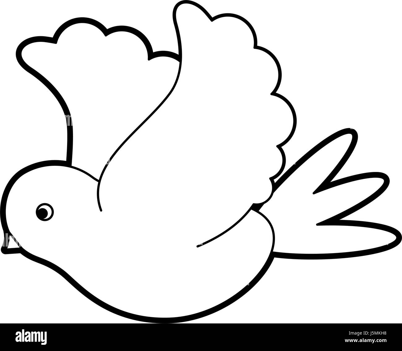 Dibujo silueta vista lateral paloma pájaro volando Imagen Vector de stock -  Alamy