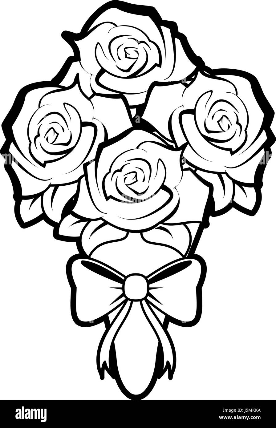 Dibujo silueta boda ramo de rosas Imagen Vector de stock - Alamy