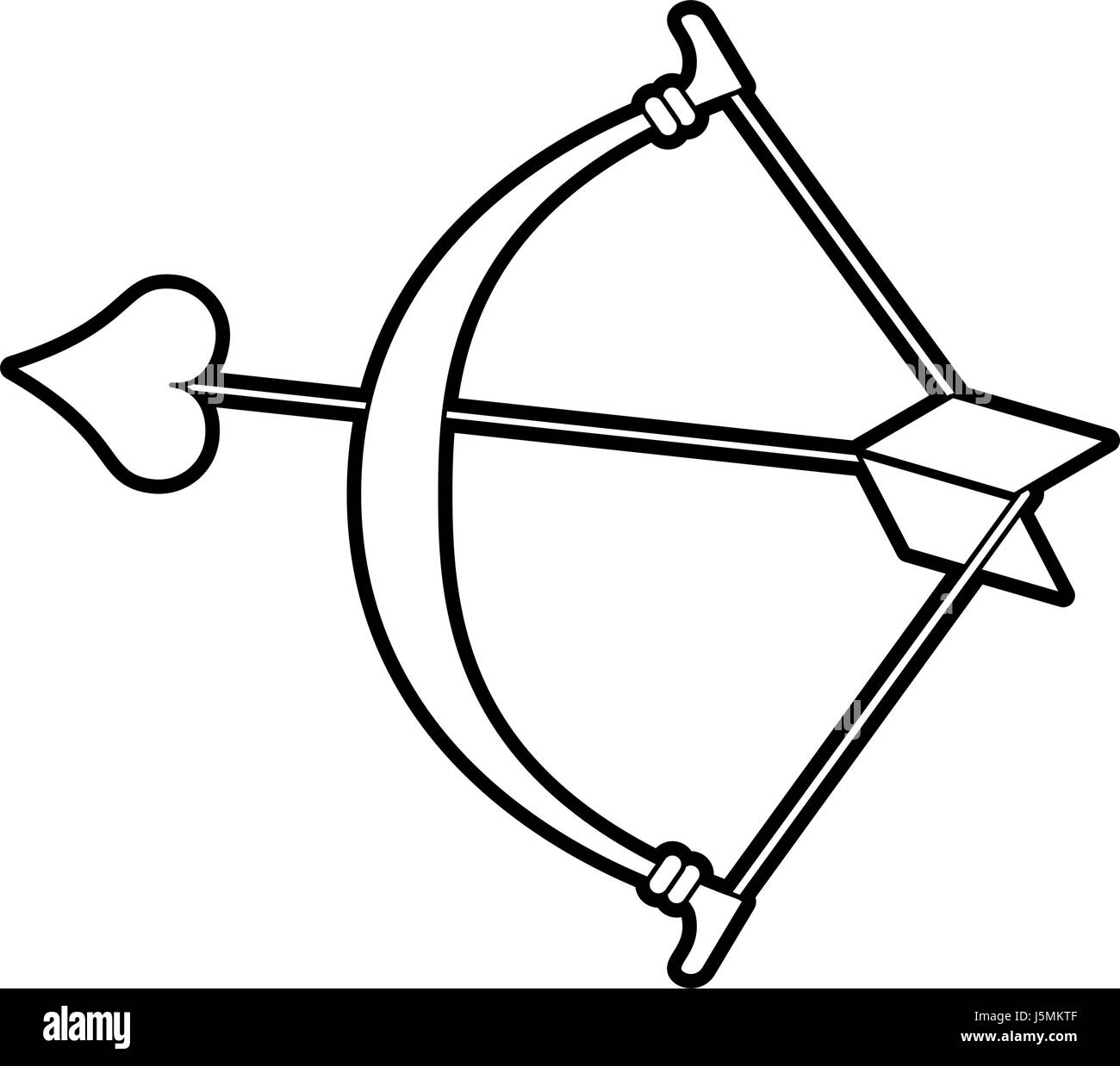 Dibujo silueta arco con flechas de Cupido con corazón Imagen Vector de  stock - Alamy