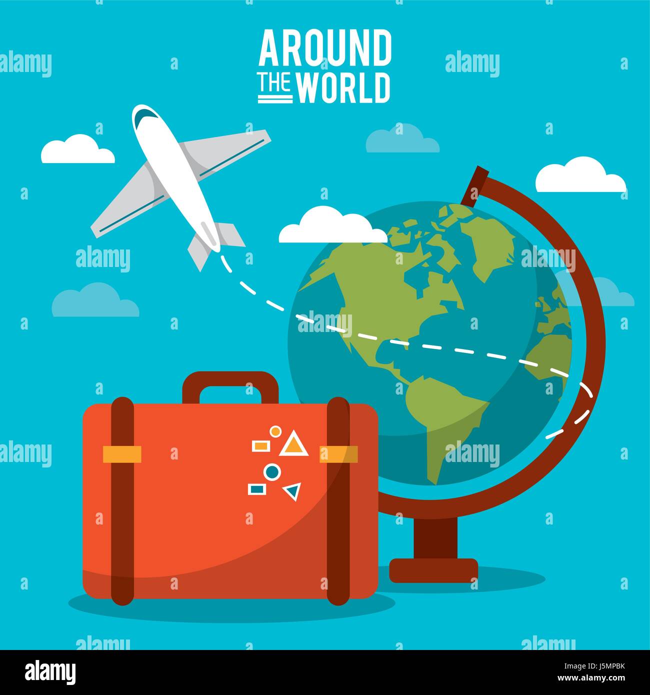 En todo el mundo. mundo plano mundial maleta sky Imagen Vector de stock -  Alamy