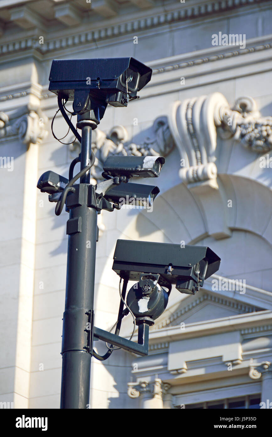 Londres, Inglaterra, Reino Unido. CCTV Cámaras de vigilancia en el centro de Londres Foto de stock
