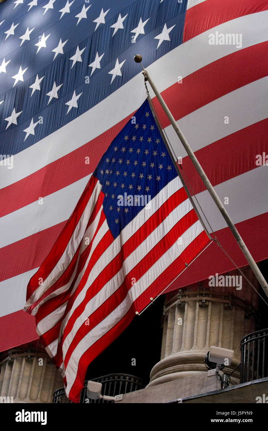 Bandera de EE.UU. financiar estrellas asteriscos Recargar punto nueva york dinero ameriak brse Foto de stock