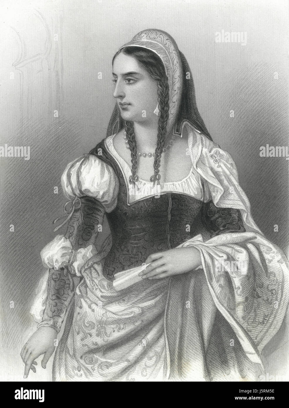 Isabel I de Castilla (1451-1504), Reina de Castilla y posteriormente de España, a través de su matrimonio con Fernando II de Aragón en Aragón y Castilla se unificaron, Retrato Foto de stock